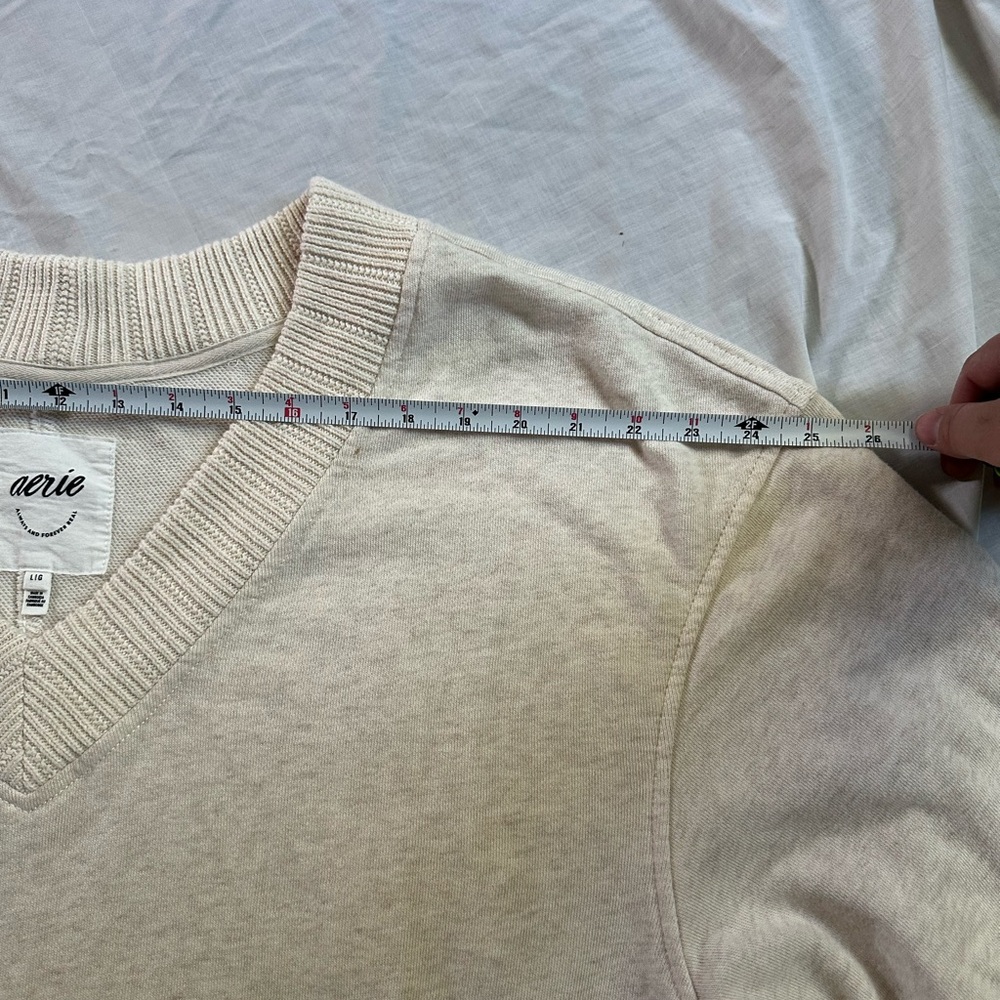 Aerie Soft Cream V-Neck Pullover - Picture 6 of 9
